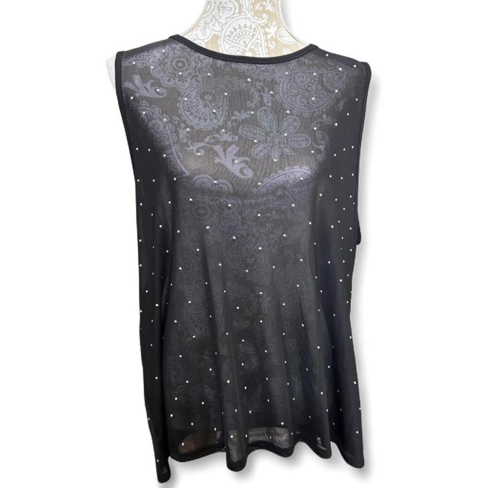 Free Kisses Black Sheer Peral Embellished Top Size 3X Going Out Top Night Out